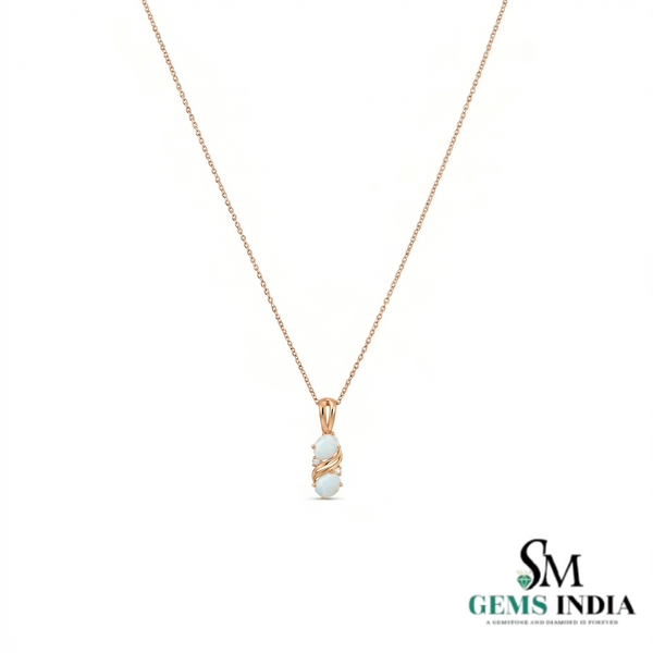 Twin Opal with Diamond Accents Twist Pendant – Elegant Natural Opal Jewelry