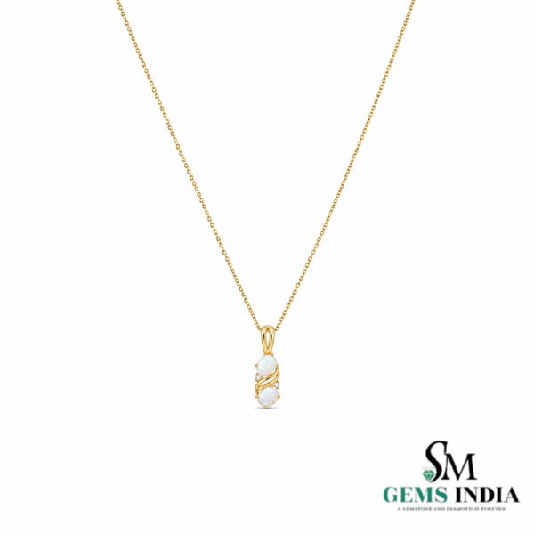 Twin Opal with Diamond Accents Twist Pendant – Elegant Natural Opal Jewelry