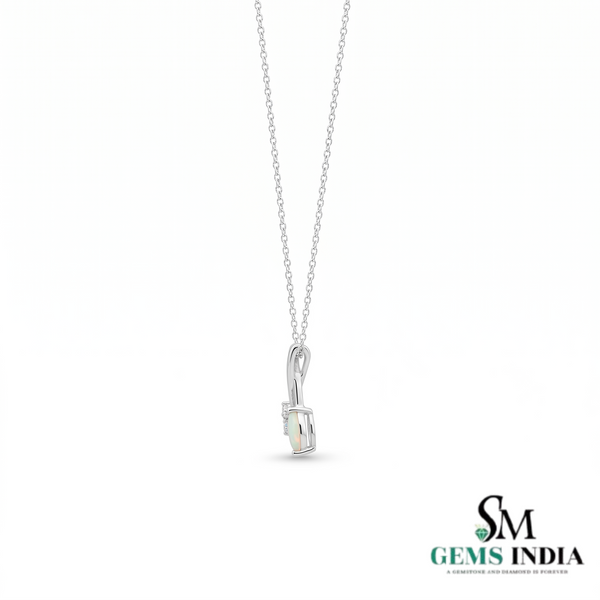 Natural Marquise Opal Drop Pendant with Diamond Accents – Luxury Fine Jewelry for Women