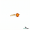 Natural Orange Citrine Oval Cut Halo Ring with Diamond Accents - Engagement Ring