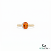 Natural Orange Citrine Oval Cut Halo Ring with Diamond Accents - Engagement Ring