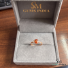 Natural Orange Citrine Oval Cut Halo Ring with Diamond Accents - Engagement Ring