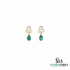 Pear Shaped Emerald & Diamond Drop Stud Earrings - Fine Jewelry for Women
