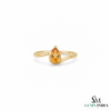Natural Citrine Teardrop Solitaire Ring with Curved Band - Elegant Gold Gemstone Ring