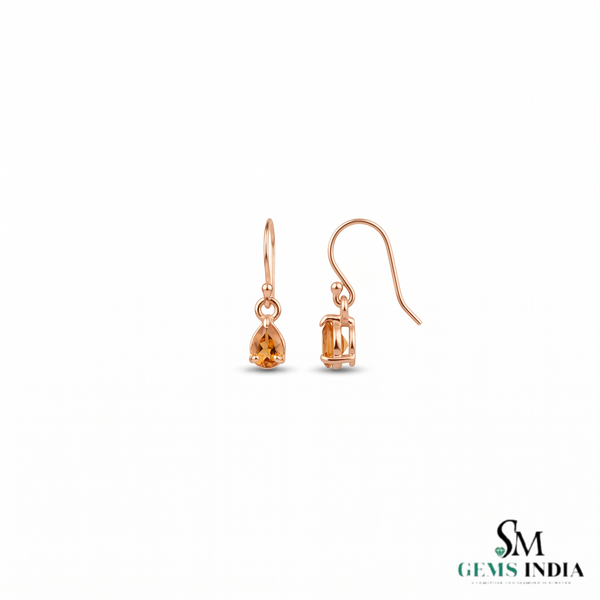 Pear Cut Citrine Drop Earrings – Elegant Dangle Gemstone Jewelry Gift For Her