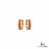 Round Citrine Hoop Earrings With Diamond Detailing - Fine Jewelry Gift For Her