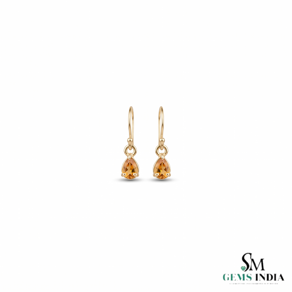 Pear Cut Citrine Drop Earrings – Elegant Dangle Gemstone Jewelry Gift For Her