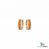 Round Citrine Hoop Earrings With Diamond Detailing - Fine Jewelry Gift For Her