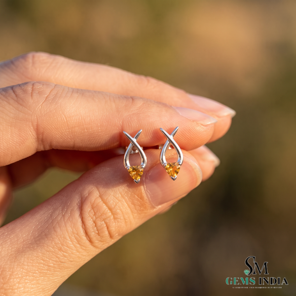 Unique Heart Cut Citrine Earrings With Intertwined Gold Design – Fine Jewelry For Her