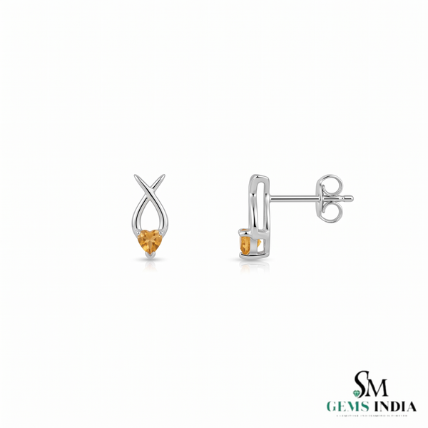 Unique Heart Cut Citrine Earrings With Intertwined Gold Design – Fine Jewelry For Her