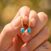 Turquoise Oval Cabochon Drop Earrings With Diamond Accents - Elegant Gift For Her