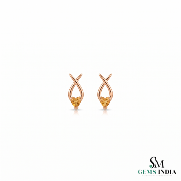 Unique Heart Cut Citrine Earrings With Intertwined Gold Design – Fine Jewelry For Her