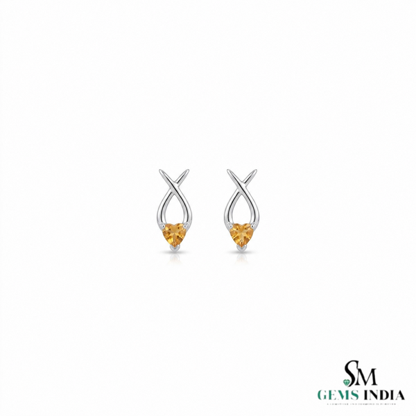 Unique Heart Cut Citrine Earrings With Intertwined Gold Design – Fine Jewelry For Her