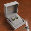 Emerald Cut Emerald Stud Earrings with Diamond Accents - Emerald Gift for Her
