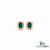Emerald Cut Emerald Stud Earrings with Diamond Accents - Emerald Gift for Her