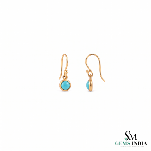 Luxury Round Turquoise Dangle Earrings - Anniversary Gift For Her