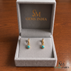 Round Turquoise Hoop Earrings - Dainty Gemstone Jewelry for Women
