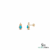Pear cut Turquoise stud Earring with Diamond Accent - December Birthstone Jewelry