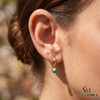 Round Turquoise Hoop Earrings - Dainty Gemstone Jewelry for Women