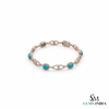Vintage Inspired Oval Turquoise Bracelet With Diamond Accent – Elegant Gift For Her