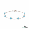 Round Turquoise Blue Gemstone Station Bracelet – Luxury Statement Jewelry For Her