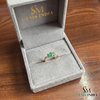 Elegant Triple Oval Emerald Ring With Diamond Accent - Elegant Gift For Her