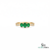 Elegant Triple Oval Emerald Ring With Diamond Accent - Elegant Gift For Her
