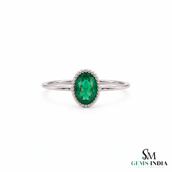Natural Oval Emerald Halo Ring – Elegant Fine Jewelry Ring For Her
