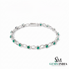 Round Emerald Station Link Bracelet - Gift For Her