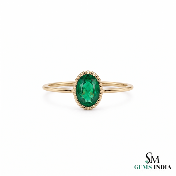 Natural Oval Emerald Halo Ring – Elegant Fine Jewelry Ring For Her