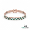 Princess Cut Emerald & Baguette Diamond Double Row Tennis Bracelet