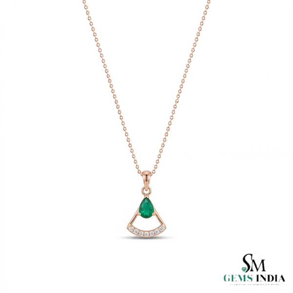 Pear Emerald Pendant With Diamond Accent – Elegant Statement Jewelry For Her 