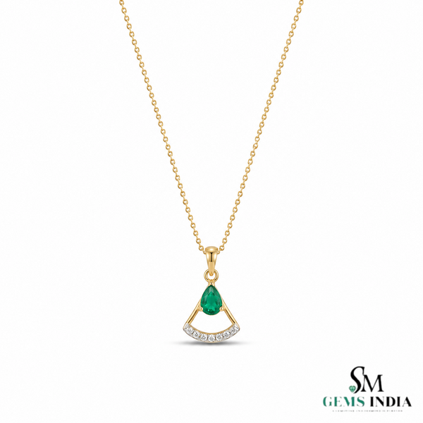 Pear Emerald Pendant With Diamond Accent – Elegant Statement Jewelry For Her 