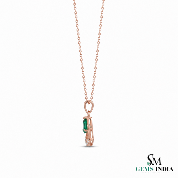 Pear Emerald Pendant With Diamond Accent – Elegant Statement Jewelry For Her 