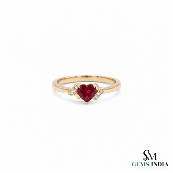 Romantic Ruby Heart Ring with Sparkling Diamond Band – Luxury Fine Jewelry