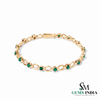 Round Emerald Station Link Bracelet - Gift For Her
