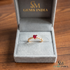 Heart Cut Ruby Ring with Diamond Halo Accents – Elegant Vintage Inspired Jewelry