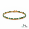 Oval Emerald & Diamond Tennis Bracelet - Anniversary Gift for her