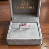Ruby Floral Vine Ring with Diamond Accent Leaves – Elegant Gemstone Jewelry