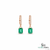 Emerald Cut Green Emerald Huggie Drop Earrings With Diamond Accents - Gift For Her