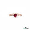 Heart Cut Ruby Ring with Diamond Halo Accents – Elegant Vintage Inspired Jewelry