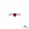 Heart Cut Ruby Ring with Diamond Halo Accents – Elegant Vintage Inspired Jewelry