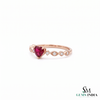 Heart Cut Ruby Ring with Diamond Halo Accents – Elegant Vintage Inspired Jewelry
