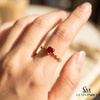 Heart Cut Ruby Ring with Diamond Halo Accents – Elegant Vintage Inspired Jewelry