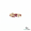 Ruby Floral Vine Ring with Diamond Accent Leaves – Elegant Gemstone Jewelry