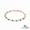 Round Emerald Station Link Bracelet - Gift For Her