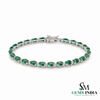Oval Emerald & Diamond Tennis Bracelet - Anniversary Gift for her
