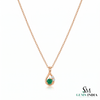 Round Emerald & Diamond Pendant With Elegant Curved Design - Fine Jewelry Gift For Her