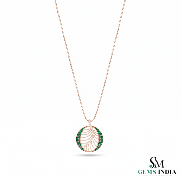 Luxury RoundEmerald & Diamond Pendant - Green Gemstone Jewelry