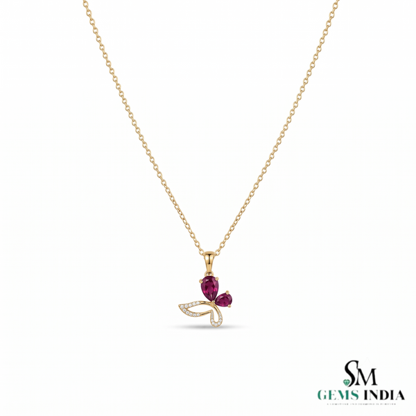 Elegant Pear Ruby Double Drop Pendant With Diamond Accents – Fine Jewelry Gift For Her